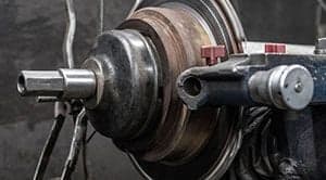 Disc brake being machined
